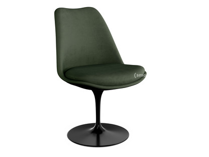 Saarinen Tulip Chair Swivel|Upholstered inner shell and seat cushion|Black|Bottle Green (Eva 144)