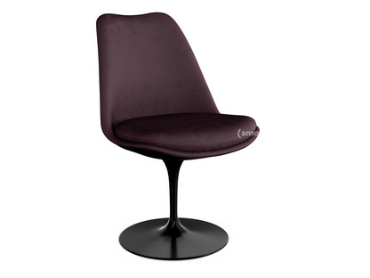 Saarinen Tulip Chair Swivel|Upholstered inner shell and seat cushion|Black|Plum (Eva 119)