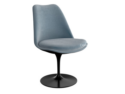 Saarinen Tulip Chair Swivel|Upholstered inner shell and seat cushion|Black|Steel (Eva 172)
