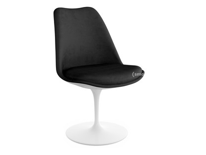 Saarinen Tulip Chair Swivel|Upholstered inner shell and seat cushion|White|Black (Eva 138)