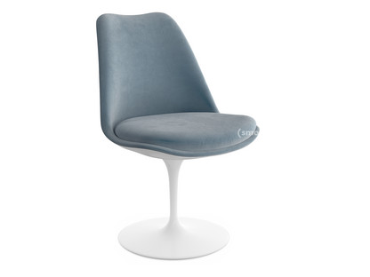 Saarinen Tulip Chair Swivel|Upholstered inner shell and seat cushion|White|Steel (Eva 172)