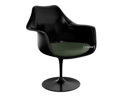 Saarinen Tulip Armchair Swivel|Seat cushion|Black|Bottle Green (Eva 144)