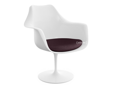 Saarinen Tulip Armchair Swivel|Seat cushion|White|Plum (Eva 119)