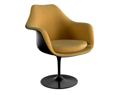 Saarinen Tulip Armchair Swivel|Upholstered inner shell and seat cushion|Black|Gold (Eva 154)