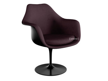 Saarinen Tulip Armchair Swivel|Upholstered inner shell and seat cushion|Black|Plum (Eva 119)