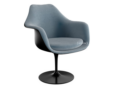 Saarinen Tulip Armchair Static|Upholstered inner shell and seat cushion|Black|Steel (Eva 172)