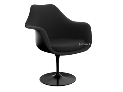 Saarinen Tulip Armchair Swivel|Upholstered inner shell and seat cushion|Black|Black (Tonus 128)