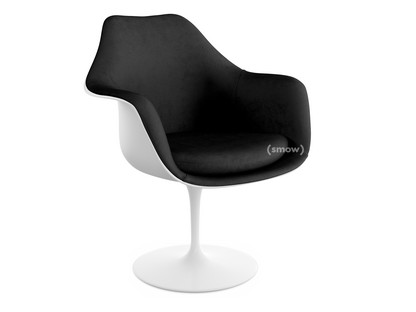 Saarinen Tulip Armchair Static|Upholstered inner shell and seat cushion|White|Black (Eva 138)