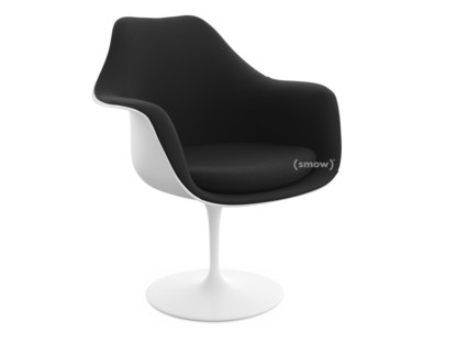 Saarinen Tulip Armchair Swivel|Upholstered inner shell and seat cushion|White|Black (Tonus 128)