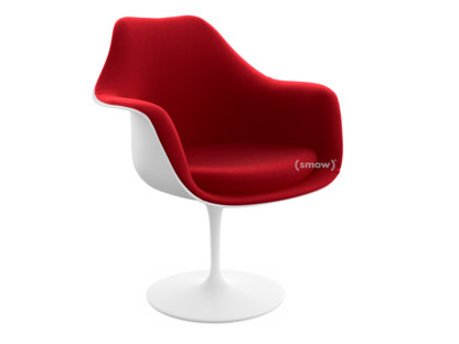 Saarinen Tulip Armchair Swivel|Upholstered inner shell and seat cushion|White|Bright Red (Tonus 130)