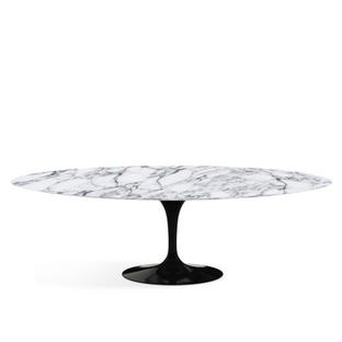 Saarinen Oval Dining Table L 244 cm x W 137 cm|Black|Arabescato marble (white with grey tones)