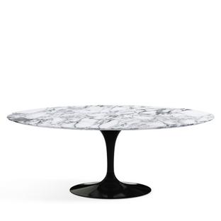 Saarinen Oval Dining Table L 198 cm x  W 121 cm|Black|Arabescato marble (white with grey tones)