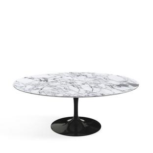 Saarinen Oval Sofa Table Black|Arabescato marble (white with grey tones)