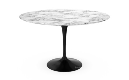 Saarinen Round Dining Table 120 cm|Black|Arabescato marble (white with grey tones)