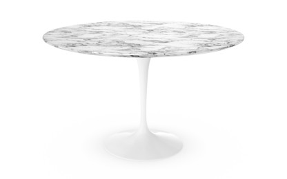Saarinen Round Dining Table 120 cm|White|Arabescato marble (white with grey tones)