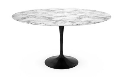 Saarinen Round Dining Table 137 cm|Black|Arabescato marble (white with grey tones)