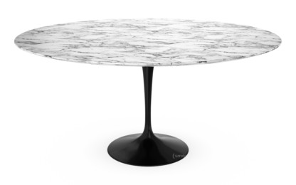 Saarinen Round Dining Table 152 cm|Black|Arabescato marble (white with grey tones)