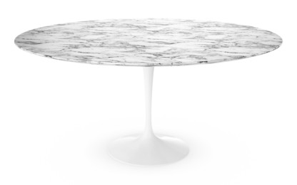 Saarinen Round Dining Table 152 cm|White|Arabescato marble (white with grey tones)