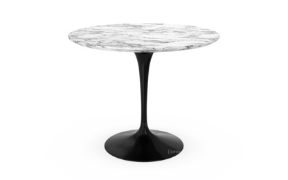 Saarinen Round Dining Table 91 cm|Black|Arabescato marble (white with grey tones)