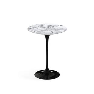 Saarinen Round Side Table 41 cm|Black|Arabescato marble (white with grey tones)