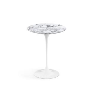 Saarinen Round Side Table 41 cm|White|Arabescato marble (white with grey tones)