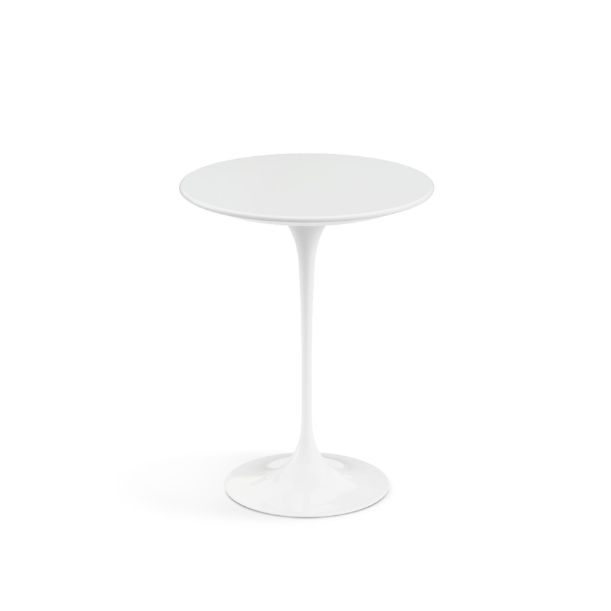 Knoll International Saarinen Round Side, White Round End Table