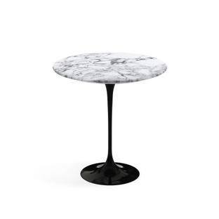 Saarinen Round Side Table 51 cm|Black|Arabescato marble (white with grey tones)