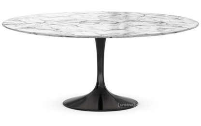 Saarinen Round Sofa Table Large (Height 38/39cm, ø 91 cm)|Black|Arabescato marble (white with grey tones)
