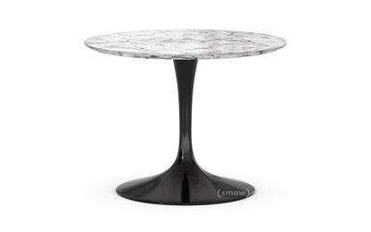 Saarinen Round Sofa Table Small (Height 36/37 cm, ø 51 cm)|Black|Arabescato marble (white with grey tones)