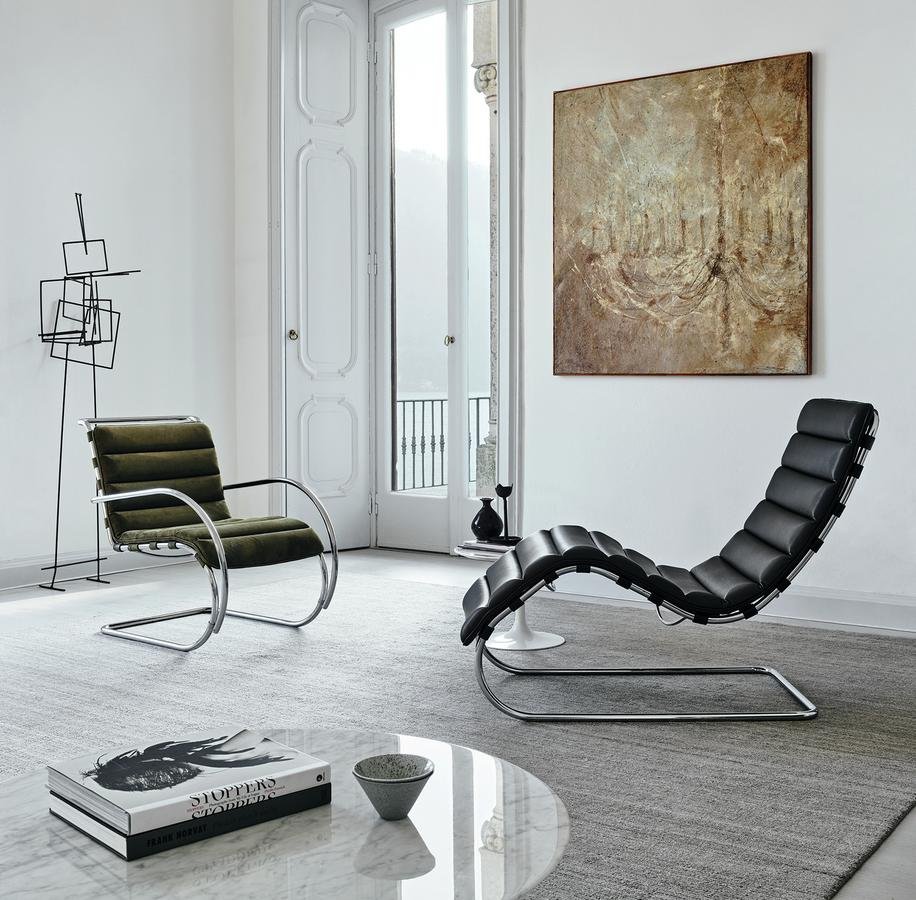 Knoll International MR Lounge Chair Bauhaus Edition, Velour, Black by