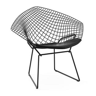 Diamond Chair with cushion|Rilsan protective coating black|Vinyl black