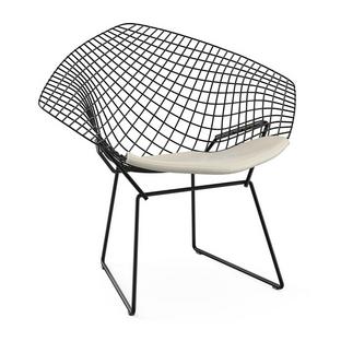 Diamond Chair with cushion|Rilsan protective coating black|Vinyl white