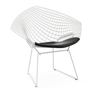 Diamond Chair with cushion|Rilsan protective coating white|Vinyl black