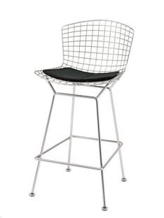 Bertoia Barstool with cushion|Chrome-plated|Black (Tonus 128)