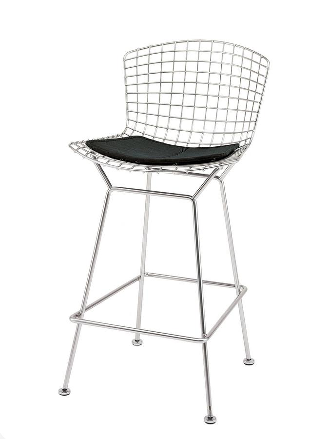 Knoll International Bertoia Barstool With Cushion Chrome Plated