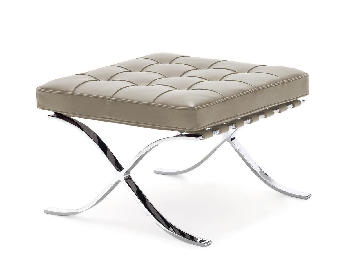 Knoll International Barcelona Stool Relax Leather Venezia Ivory By Ludwig Mies Van Der Rohe 1929 Designer Furniture By Smow Com