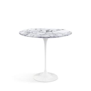 Saarinen Oval Side Table White|Arabescato marble (white with grey tones)