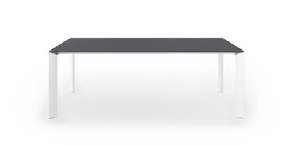 Nori dining table Fenix Bromo grey with same colour edge|L 139-214 x W 90 cm|Aluminium with white lacquer