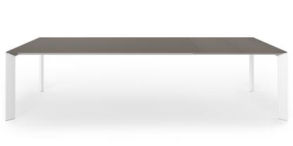Nori dining table Fenix Bromo grey with same colour edge|L 209-303 x W 100 cm|Aluminium with white lacquer