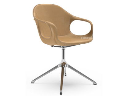 Elephant Swivel Chair Leather cognac|Polished aluminium