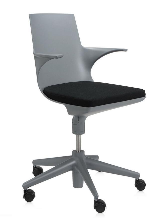 Kartell Spoon Chair Base Grey Cushion Black By Antonio Citterio
