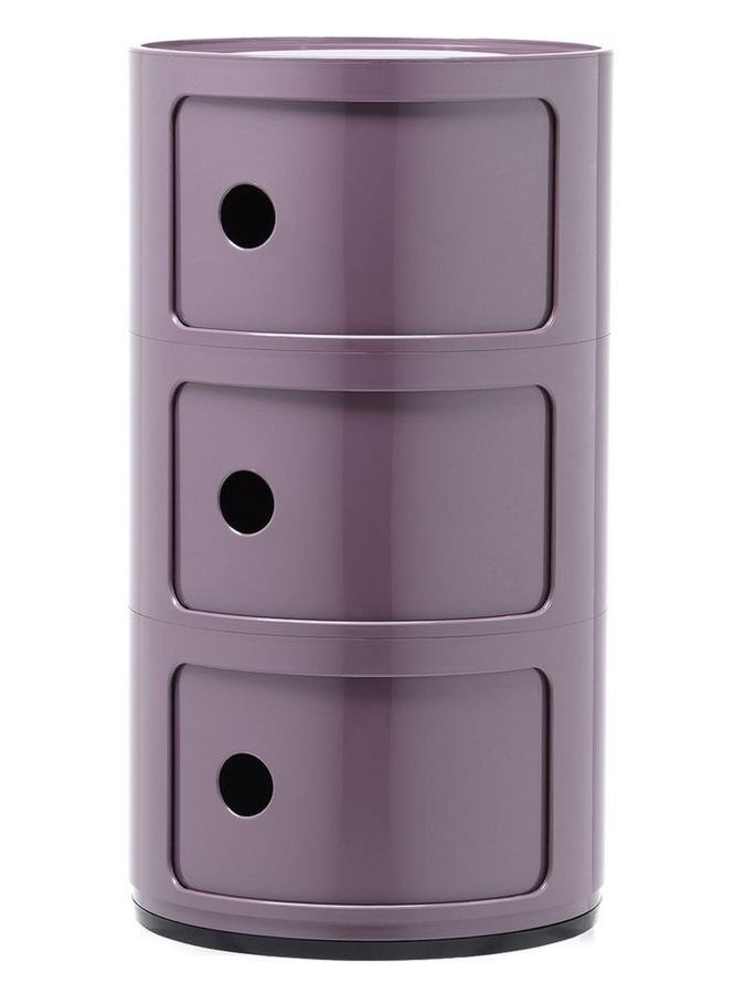 Kartell Componibili Round 3 Compartments Purple By Anna Castelli Ferrieri 1969 Designer Furniture By Smow Com