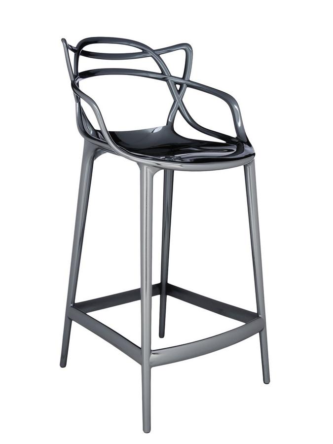 Kartell Masters Bar Stool Metallic By, Kartell Masters Inspired Modern Designer Bar Stool Chair In Grey