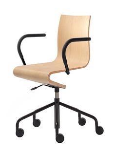 Work Chair Seesaw Black, with gas spring|With armrests, same colour as base|Natural oak
