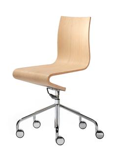 Work Chair Seesaw Chrome plated, with gas spring|Without armrests|Natural oak