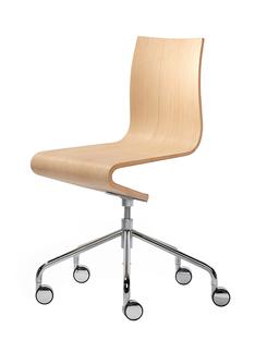 Work Chair Seesaw Chrome plated, with spindel|Without armrests|Natural oak