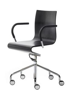 Work Chair Seesaw Chrome plated, with gas spring|With armrests, same colour as base|Black ash