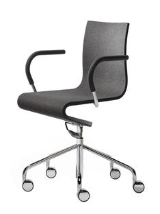 Work Chair Seesaw Chrome plated, with gas spring|With armrests, same colour as base|Black ash with anthracite felt