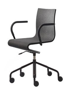 Work Chair Seesaw Black, with gas spring|With armrests, same colour as base|Black ash with anthracite felt
