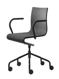 Work Chair Seesaw Black, with spindle|With armrests, same colour as base|Black ash with anthracite felt
